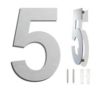 Large Brushed Modern House Number -8 Inch 203mm Height, Made of Solid 304 Stainless Steel, Floating Appearance and Easy to Install (Number 5 Five)