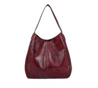 Large Bucket Bag for Women - Retro PU Leather Shoulder Handbag with Patchwork Design - Waterproof Hobo Tote for Work Travel & Shopping - Spacious Fashionable Messenger Bag Wine Red
