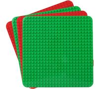 Large Building Plate Compatible with Lego Duplo Plates, Classic Base Plate for DUPLO Sets, 38 x 38 cm Plate Set for Creative Preschool Toys, Green, Red (Pack of 4)