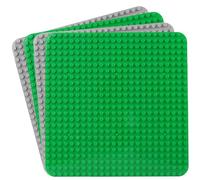 Large Building Plate Compatible with Lego Duplo Plates, Classic Base Plate for DUPLO Sets, 38 x 38 cm Plate Set for Creative Preschool Toys, Green, Grey (Pack of 4)