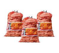 Large Bulk 3 x 4kg Nets Quality Kindling Fire Starting Wood Kiln Dried 81L - Dried & Cut Easy Storage Netted Bags - Suitable for Burner Firepits Open Fires Stoves BBQs Pizza Ovens Barbecues Chimineas