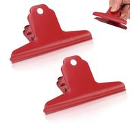 Large Bull Paper Clips, 2Pcs Bull Clips Long Bulldog Clips Thickened Metal Binder Paper Clip Clamps for Office Kitchen Drawing Board(Red)