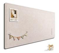 Large Bulletin Board, 60 X 35 Inches Felt Cork Board with 40 Pushpins, Foldable Felt Notice Pin Board Photo Display Board with Self-Adhesive Tape for Office Home School (Oatmeal, 60x35 inch)
