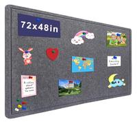 Large Bulletin Board - 72 X 48 inches Decorative Felt Pin Board - 6' x 4' Cork Board Alternative for Wall - Foldable Picture Board Self-Adhesive Vision Board Prayer Board with 30 Pushpins - Dark Gray