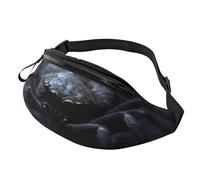 Large Bum Bag Black Spider Waist Fanny Pack for Men Women,Bumbags with Headphone Jack and Zip Pockets Adjustable Belt for Sport Running Hiking Camping Workout Cycling