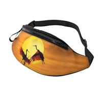 Large Bum Bag Flamingo Sunset Waist Fanny Pack for Men Women,Bumbags with Headphone Jack and Zip Pockets Adjustable Belt for Sport Running Hiking Camping Workout Cycling
