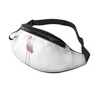 Large Bum Bag Flamingos On White Waist Fanny Pack for Men Women,Bumbags with Headphone Jack and Zip Pockets Adjustable Belt for Sport Running Hiking Camping Workout Cycling
