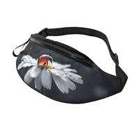 Large Bum Bag Ladybug On Flower Waist Fanny Pack for Men Women,Bumbags with Headphone Jack and Zip Pockets Adjustable Belt for Sport Running Hiking Camping Workout Cycling