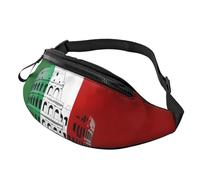 Large Bum Bag Roman Colosseum Italian Flag Waist Fanny Pack for Men Women,Bumbags with Headphone Jack and Zip Pockets Adjustable Belt for Sport Running Hiking Camping Workout Cycling