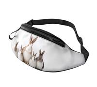 Large Bum Bag White Rabbit Waist Fanny Pack for Men Women,Bumbags with Headphone Jack and Zip Pockets Adjustable Belt for Sport Running Hiking Camping Workout Cycling