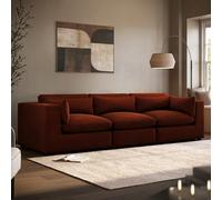 Large Burnt Orange Velvet 4 Seater Sofa - Hudson