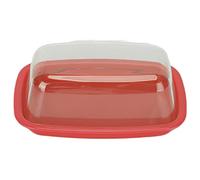 Large Butter Dish Butter Holder Container Curved Butter Case Cheese Plate Butter Storage Box Plastic Cake Storage Box with Butter Cutter and Lid(Red)