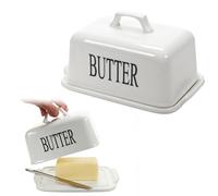 Large Butter Dish for Standard UK Butter-Whether a Whole 500g Block or Two 250g Blocks, Porcelain Butter Storage for Countertop, Ceramic Butter Container, White. (White Butter Container)