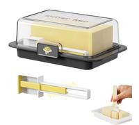 Large Butter Dish with Lid, Ultra-Sealed Butter Keeper with Built-in Spoon, 500g MAX Airtight Butter Holder Compatible with European/Kerrygold Butter/French Butter/Cream Cheese (Black)