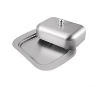 Large Butter Keeper for Kitchen Counter Storage | 430 stainless steel, airtight lid, rust resistant, construction, modern silver look