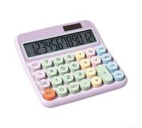 Large Button Calculator Purple Dual for Power for source Clear Screen Anti Glare Desk Home School 15.3x14cm(Purple)