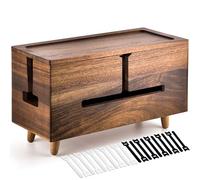 Large Cable Management Box - Organizer for Electrical Cords and Power Strips - Conceal Desk and Floor Cables - Storage Solution for Cord Hider and Organization (Brown Wood)