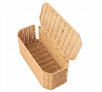 Large Cable Management Box with Lid, Wicker Basket Hides Power Strips, TV Boxes & Routers
