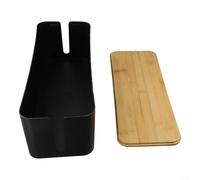 Large Cable Organizer Box with Wooden Lid for Managing Multiple Power Strips and Electrical For Cables, Shockproof Design with Ventilated Sides for Heat Dissipation (C)