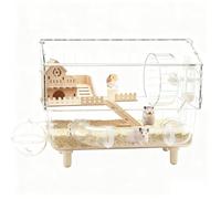 Large Cage for Hamsters | Transparent 2-Tier Chinchilla House - House for Small Animals in Acrylic 45 x 28 x 34 cm - For Monitoring Hedgehogs Ferrets Chinchillas and Other Small Animals