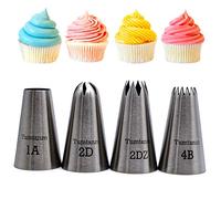 Large Cake Decorating Piping Tips, 4 Pack Stainless Steel Piping Nozzle Cake Decorating Pastry Tips Tool