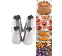 Large Cake Piping Nozzle Set for Churros, Eclairs & Meringues, 4B 6B 5FT 9FT Star Piping Tip Cake Cupcake Cookie Decorating Tools