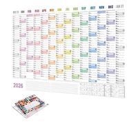 Large Calendar 2026 | 29 X 20 Inch Large Planning Notebook with Tip Labels,Wall Decor Planner,for Reading Health Mental Study School Task Home Vacation Party Birthday Travel