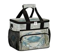 Large Camping Cooler bag for Picnic, Crab Underwater Creatures Collapsible Portable Travel Lunch Bag & Lunch Box for Men Women, 20L