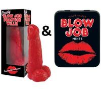 Large Candy Practice Blow Job Willy & 45g Tin of Willy Shaped Mints - Great Novelty Gift