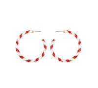 Large Candy Red White Hoop Drop Earrings, Cute Christmas Piercing Cartoon Dangle Earrings for Women, Big Round Statement Charm Jewelry Gifts, Large, Alloy Steel, No Gemstone