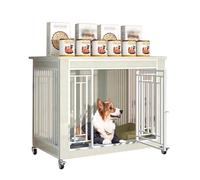 Large Canine House Interior Decoration Pet House End Table Heavy Canine Cage End Table Side Table Large Canine House Canine Cage (Walnut Color) (Pewter Gray)