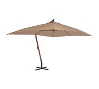 Large Cantilever Garden Parasol 3x4m White Hanging Umbrella Wood