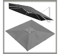 Large Cantilever Umbrella Cover 250x250 cm 8 Ribs Rectangular Patio Parasol Replacement Roof UV Protection Weatherproof Grey Color Fits 8.2x8.2 ft Umbrellas