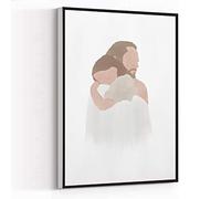 LARGE CANVAS ART PICTURES,wall frames for living room ,Christ's Embrace (Brown) Paper Print, LDS Temple, Watercolor Jesus, LDS Art,8''x12'' Framed Modern Canvas Wall Art,