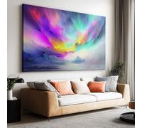 Large Canvas Print - Modern Wall Art Decor - HD Quality Picture - Abstract oil painting northern lights for Living Room Bathroom Kitchen Bedroom Office Home Decor 55 x 28 Inch (140 x 70 cm) Frameless