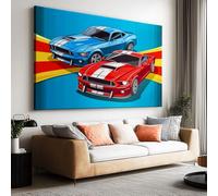 Large Canvas Print - Modern Wall Art Decor - HD Quality Picture - Cartoon Supercar for Living Room Bathroom Kitchen Bedroom Office Home Decor 120L x 60W CM Frameless