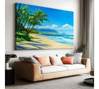 Large Canvas Print - Modern Wall Art Decor - HD Quality Picture - Coastal Style Tropical Beach Sky for Living Room Bathroom Kitchen Bedroom Office Home Decor 100L x 75W CM Frameless