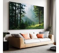 Large Canvas Print - Modern Wall Art Decor - HD Quality Picture - Natural Sunlight Fog Forest for Living Room Bathroom Kitchen Bedroom Office Home Decor 160L x 80W CM Frameless