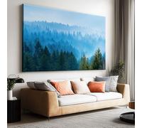 Large Canvas Print - Modern Wall Art Decor - HD Quality Picture - Winter Misty Pine Forest Landscape for Living Room Bathroom Kitchen Bedroom Office Home Decor 100L x 75W CM Frameless