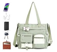 Large Canvas Tote Bag Multi-Pocket Large Capacity Waterproof Canvas Nylon | Travel School Shoulder Tote for Boys Kids Adults Teen Family Friends Students