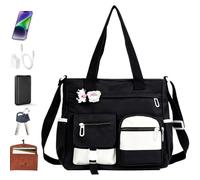 Large Canvas Tote Bag Multi-Pocket Large Capacity Waterproof Canvas Nylon | Travel School Shoulder Tote for Boys Kids Adults Teen Family Friends Students