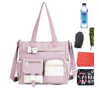 Large Canvas Tote Bag Multi-Pocket Large Capacity Waterproof Canvas Nylon | Travel School Shoulder Tote for Boys Kids Adults Teen Family Friends Students