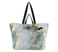 Large Canvas Tote Bags Foldable Kitchen Grocery Bags Laundry Bag for Men Shopping Trip Marble White White