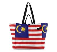 Large Canvas Tote Recycle Kitchen Grocery Bags Shopping Tote Bag for Men Bachelorette Party Presents, National Flag of Malaysia, One Size