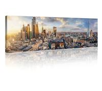 Large Canvas Wall Art 1 Panels Sunset Behind the Modern Skyscrapers of the London Skyline, Great Britain Pictures Print on Canvas for Living Room Bedroom Decoration, Ready to Hang, 12"Wx46"H