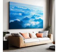 Large Canvas Wall Art Oriental Mountains Mist Landscape Quality Picture Prints for Home Bedroom Living Room Walls Art Decor (160L x 80W CM, Frameless)