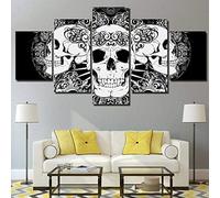Large Canvas Wall Art Skull Skull Pattern Decorating 5 Panel Hd Print For Home Living Room - Without Frame: 150 X 80 Cm Hotel Restaurant Office Home Decor Poster Wall Art Mural Photo