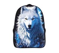 large capacit bag 3d printing animal portraits two compartment fashion daypack funny cool blue wolf school backpack adjustable padded shoulder strap-16inch,sturdy school rucksack for camping or work