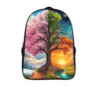 large capacit bag 3d printing yin-yang art two compartment daypacks funny cool four seasons tree travel backpack adjustable padded shoulder strap-16inch,sturdy casual rucksack for teenagers adult