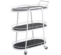 Large Capacity 2/3 Tier Beverage Cart Metal Serving Trolley with Brake Wheels Stylish Living Room Drink Station Perfect for Entertaining & Catering (Color: Black & White)